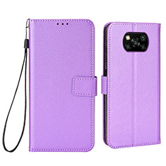 Custodia Portafoglio In Pelle Cover con Supporto BY6 per Xiaomi Poco X3 NFC Viola