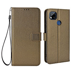 Custodia Portafoglio In Pelle Cover con Supporto BY6 per Xiaomi Redmi 9 India Marrone