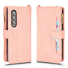 Custodia Portafoglio In Pelle Cover con Supporto BY8 per Samsung Galaxy Z Fold3 5G Oro Rosa