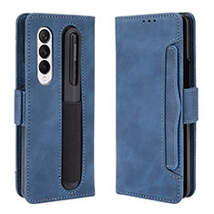Custodia Portafoglio In Pelle Cover con Supporto BY9 per Samsung Galaxy Z Fold3 5G Blu
