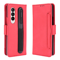 Custodia Portafoglio In Pelle Cover con Supporto BY9 per Samsung Galaxy Z Fold3 5G Rosso