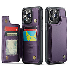 Custodia Portafoglio In Pelle Cover con Supporto C01S per Apple iPhone 13 Pro Max Viola