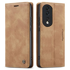 Custodia Portafoglio In Pelle Cover con Supporto C01S per Huawei Honor 80 Pro 5G Marrone Chiaro