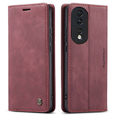Custodia Portafoglio In Pelle Cover con Supporto C01S per Huawei Honor 80 Pro 5G Rosso Rosa