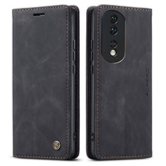 Custodia Portafoglio In Pelle Cover con Supporto C01S per Huawei Honor 80 Pro Flat 5G Nero