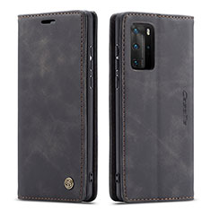 Custodia Portafoglio In Pelle Cover con Supporto C01S per Huawei P40 Pro Nero