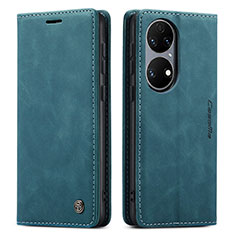 Custodia Portafoglio In Pelle Cover con Supporto C01S per Huawei P50 Pro Blu