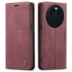 Custodia Portafoglio In Pelle Cover con Supporto C01S per Oppo Find X6 5G Rosso Rosa