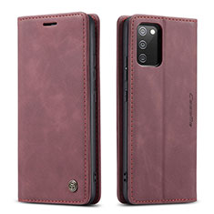 Custodia Portafoglio In Pelle Cover con Supporto C01S per Samsung Galaxy A02s Rosso Rosa