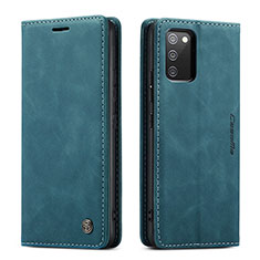 Custodia Portafoglio In Pelle Cover con Supporto C01S per Samsung Galaxy A03s Blu