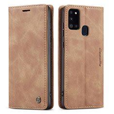 Custodia Portafoglio In Pelle Cover con Supporto C01S per Samsung Galaxy A21s Marrone Chiaro