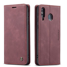 Custodia Portafoglio In Pelle Cover con Supporto C01S per Samsung Galaxy A40s Rosso Rosa