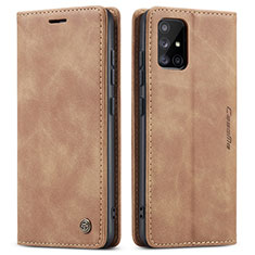 Custodia Portafoglio In Pelle Cover con Supporto C01S per Samsung Galaxy A51 4G Marrone Chiaro