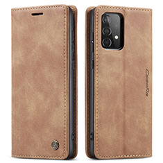 Custodia Portafoglio In Pelle Cover con Supporto C01S per Samsung Galaxy A52 5G Marrone Chiaro