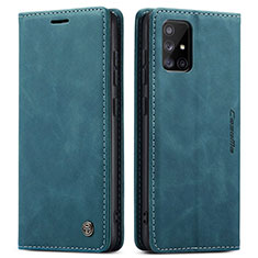 Custodia Portafoglio In Pelle Cover con Supporto C01S per Samsung Galaxy A71 4G A715 Blu