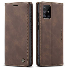 Custodia Portafoglio In Pelle Cover con Supporto C01S per Samsung Galaxy A71 4G A715 Marrone
