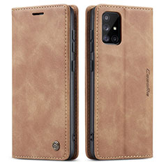 Custodia Portafoglio In Pelle Cover con Supporto C01S per Samsung Galaxy A71 4G A715 Marrone Chiaro