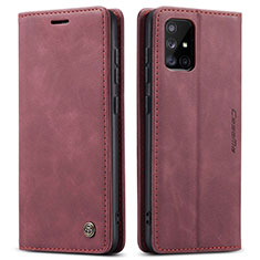 Custodia Portafoglio In Pelle Cover con Supporto C01S per Samsung Galaxy A71 4G A715 Rosso Rosa