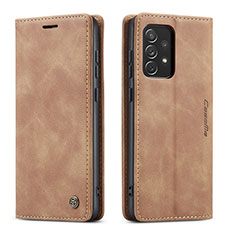 Custodia Portafoglio In Pelle Cover con Supporto C01S per Samsung Galaxy A73 5G Marrone Chiaro