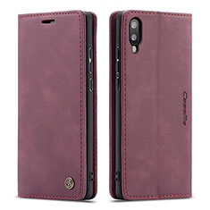 Custodia Portafoglio In Pelle Cover con Supporto C01S per Samsung Galaxy M10 Rosso Rosa