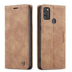 Custodia Portafoglio In Pelle Cover con Supporto C01S per Samsung Galaxy M21 Marrone Chiaro