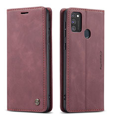 Custodia Portafoglio In Pelle Cover con Supporto C01S per Samsung Galaxy M21 Rosso Rosa