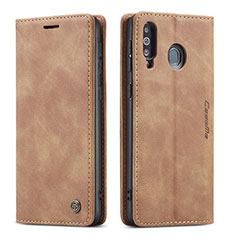Custodia Portafoglio In Pelle Cover con Supporto C01S per Samsung Galaxy M30 Marrone Chiaro