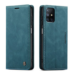 Custodia Portafoglio In Pelle Cover con Supporto C01S per Samsung Galaxy M51 Blu