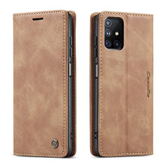 Custodia Portafoglio In Pelle Cover con Supporto C01S per Samsung Galaxy M51 Marrone Chiaro