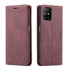 Custodia Portafoglio In Pelle Cover con Supporto C01S per Samsung Galaxy M51 Rosso Rosa