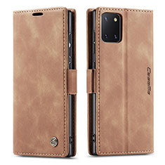 Custodia Portafoglio In Pelle Cover con Supporto C01S per Samsung Galaxy M60s Marrone Chiaro