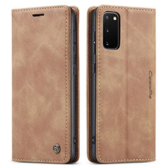 Custodia Portafoglio In Pelle Cover con Supporto C01S per Samsung Galaxy S20 5G Marrone Chiaro