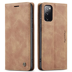 Custodia Portafoglio In Pelle Cover con Supporto C01S per Samsung Galaxy S20 FE (2022) 5G Marrone Chiaro