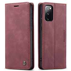 Custodia Portafoglio In Pelle Cover con Supporto C01S per Samsung Galaxy S20 FE 5G Rosso Rosa