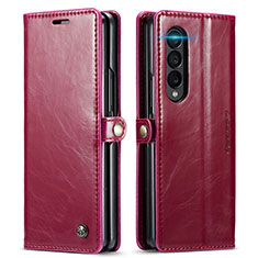 Custodia Portafoglio In Pelle Cover con Supporto C01S per Samsung Galaxy Z Fold3 5G Rosso