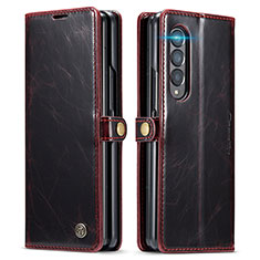 Custodia Portafoglio In Pelle Cover con Supporto C01S per Samsung Galaxy Z Fold3 5G Rosso Rosa
