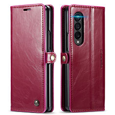 Custodia Portafoglio In Pelle Cover con Supporto C01S per Samsung Galaxy Z Fold4 5G Rosso