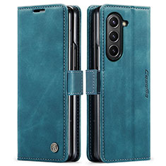 Custodia Portafoglio In Pelle Cover con Supporto C01S per Samsung Galaxy Z Fold5 5G Blu