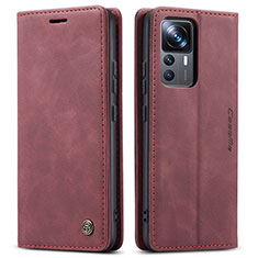 Custodia Portafoglio In Pelle Cover con Supporto C01S per Xiaomi Mi 12T 5G Rosso Rosa