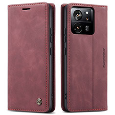 Custodia Portafoglio In Pelle Cover con Supporto C01S per Xiaomi Mi 13T 5G Rosso Rosa