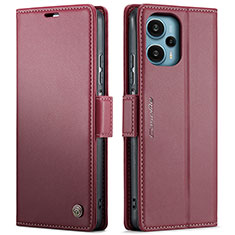 Custodia Portafoglio In Pelle Cover con Supporto C01S per Xiaomi Poco F5 5G Rosso Rosa