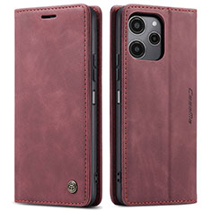 Custodia Portafoglio In Pelle Cover con Supporto C01S per Xiaomi Poco M6 Pro 5G Rosso Rosa