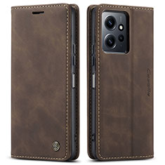 Custodia Portafoglio In Pelle Cover con Supporto C01S per Xiaomi Redmi Note 12 4G Marrone