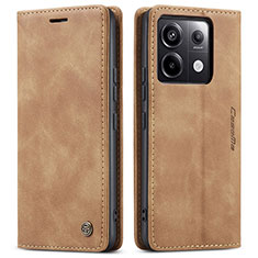 Custodia Portafoglio In Pelle Cover con Supporto C01S per Xiaomi Redmi Note 13 Pro 5G Marrone Chiaro