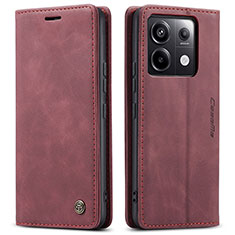 Custodia Portafoglio In Pelle Cover con Supporto C01S per Xiaomi Redmi Note 13 Pro 5G Rosso Rosa