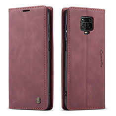 Custodia Portafoglio In Pelle Cover con Supporto C01S per Xiaomi Redmi Note 9 Pro Rosso Rosa