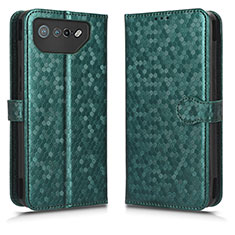 Custodia Portafoglio In Pelle Cover con Supporto C01X per Asus ROG Phone 7 Pro Verde