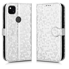 Custodia Portafoglio In Pelle Cover con Supporto C01X per Google Pixel 4a Argento