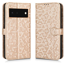 Custodia Portafoglio In Pelle Cover con Supporto C01X per Google Pixel 6 5G Oro