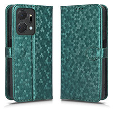 Custodia Portafoglio In Pelle Cover con Supporto C01X per Huawei Honor X7a Verde